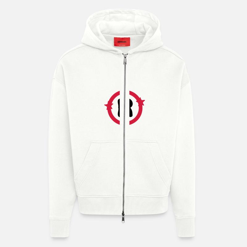 Letter R & Circle shapes pattern - Zip Hoodie - made by SPREAD - OFF WHITE