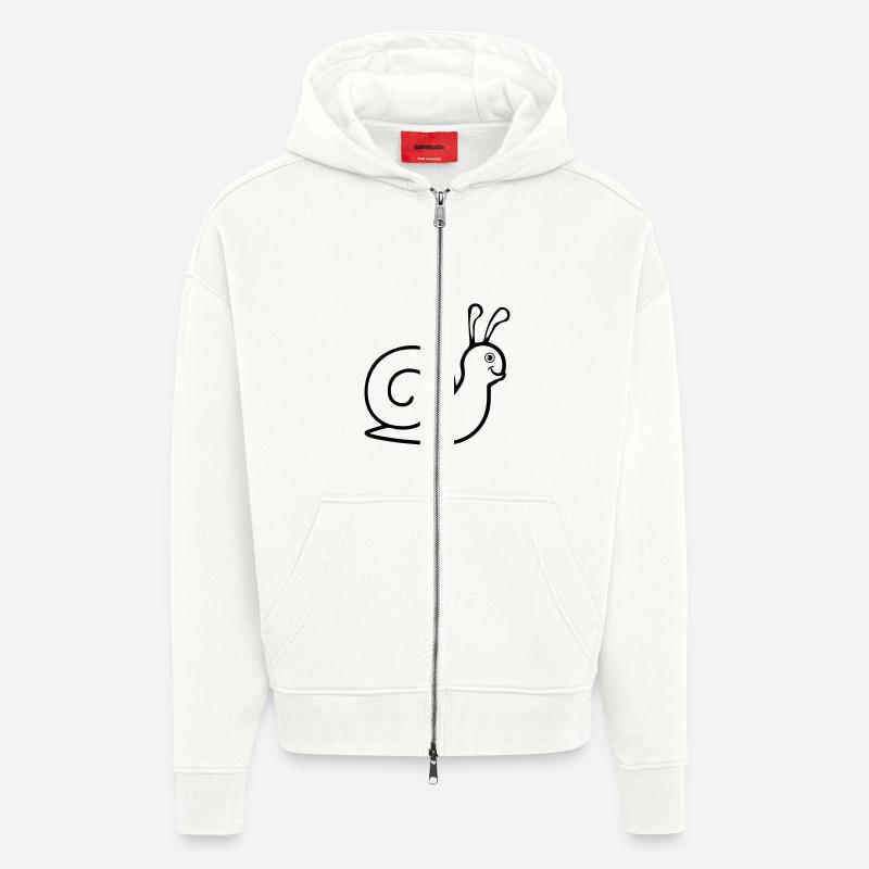 escargot mignonne modèle doux - Veste à capuche bio épaisse oversize fabriqué en UE - OFF WHITE