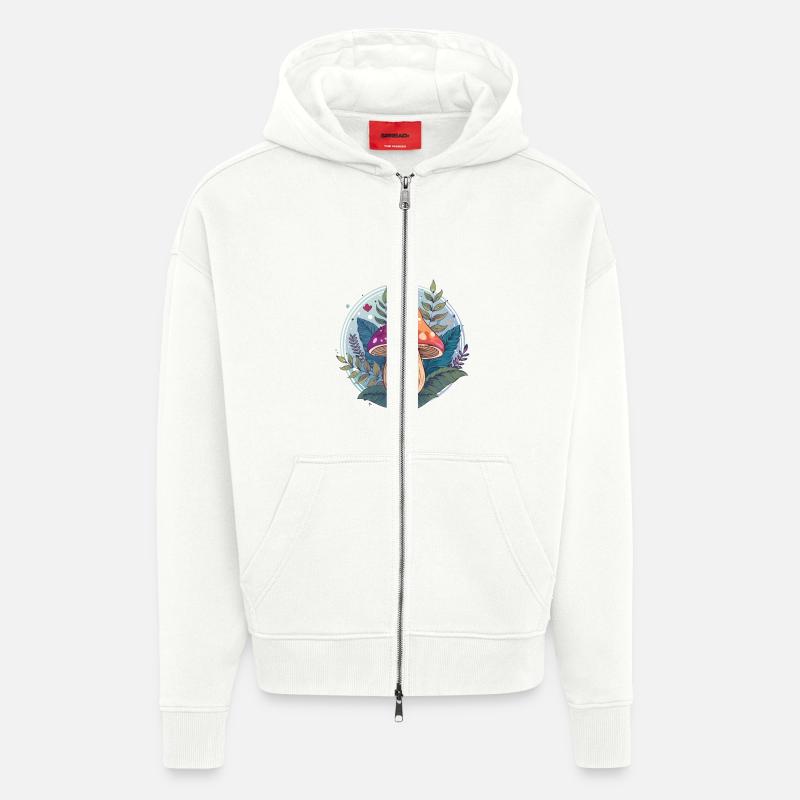 Flowers,toadstool,mushroom,forest,illustration - Zip Hoodie - made by SPREAD - OFF WHITE