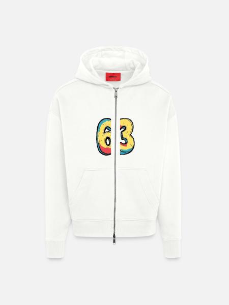 63 Number Comic - Zip Hoodie - made by SPREAD - OFF WHITE