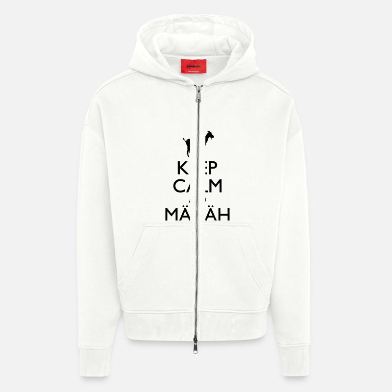 Keep Calm And Määäh - Veste à capuche bio épaisse oversize fabriqué en UE - OFF WHITE