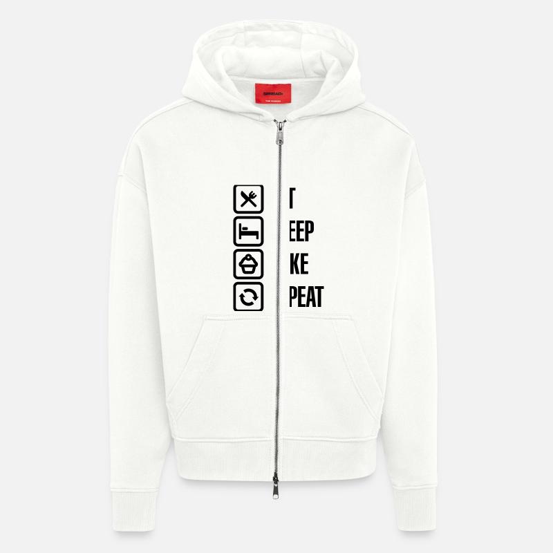 Eat Sleep Bake Repeat - Veste à capuche bio épaisse oversize fabriqué en UE - OFF WHITE