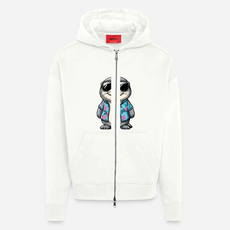 Robbe Comic Urlaub - Zip Hoodie - made by SPREAD - OFF WHITE