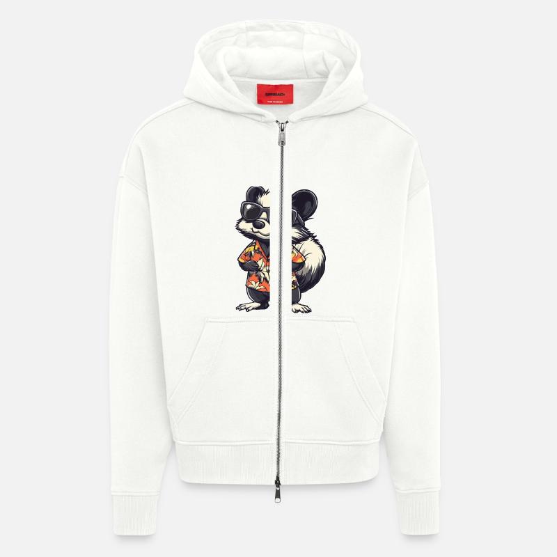 Skunk Comic Holiday - Veste à capuche bio épaisse oversize fabriqué en UE - OFF WHITE