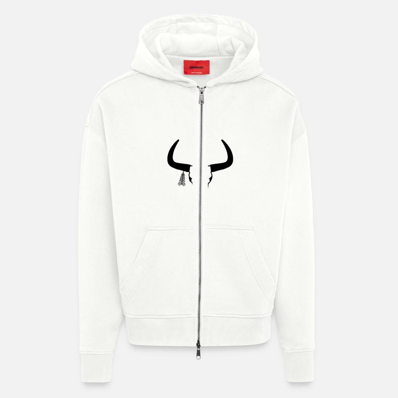 crâne d'animal - Veste à capuche bio épaisse oversize fabriqué en UE - OFF WHITE