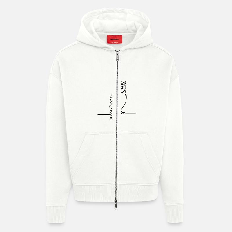Eule Einzeilig - Zip Hoodie - made by SPREAD - OFF WHITE