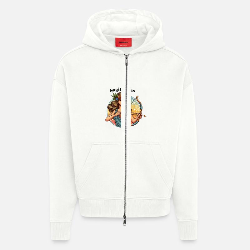 Boogschutter Sagittaire - Veste à capuche bio épaisse oversize fabriqué en UE - OFF WHITE