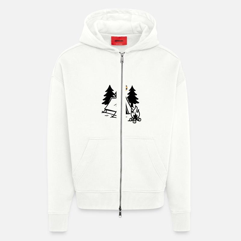 Tente Feu de camp Camping - Veste à capuche bio épaisse oversize fabriqué en UE - OFF WHITE