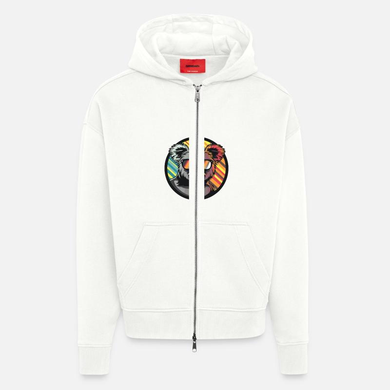 Koala Bande dessinée Cool - Veste à capuche bio épaisse oversize fabriqué en UE - OFF WHITE