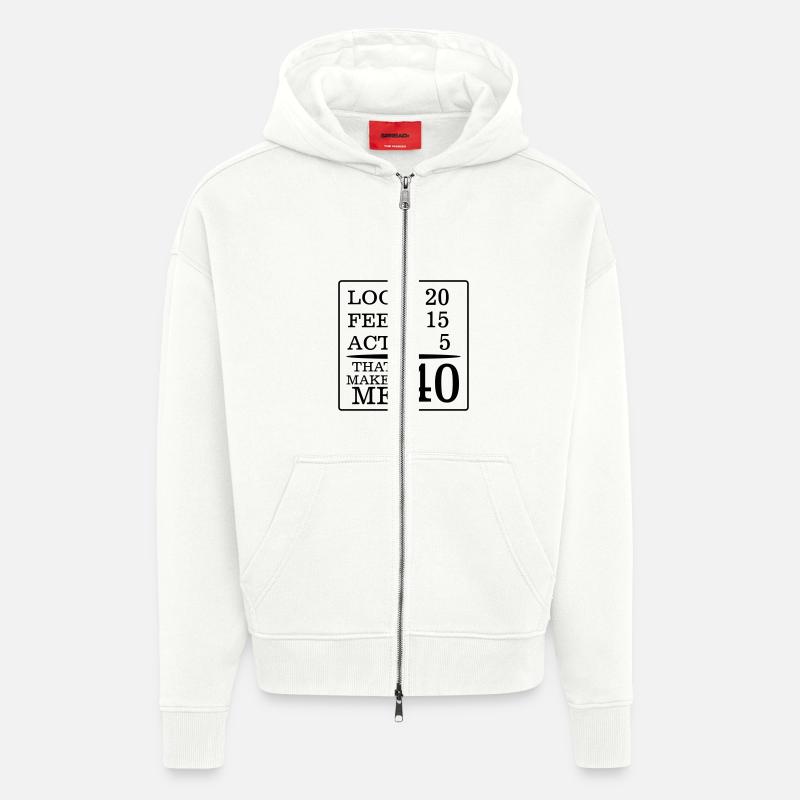 40 ANS YOUNG (SHIRT ANNIVERSAIRE !) - Veste à capuche bio épaisse oversize fabriqué en UE - OFF WHITE