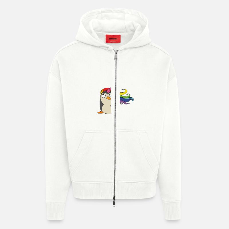 Punguin Einhorn Regenbogen - Zip Hoodie - made by SPREAD - OFF WHITE
