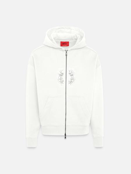 Tätowierte Widder Frau - Zip Hoodie - made by SPREAD - OFF WHITE
