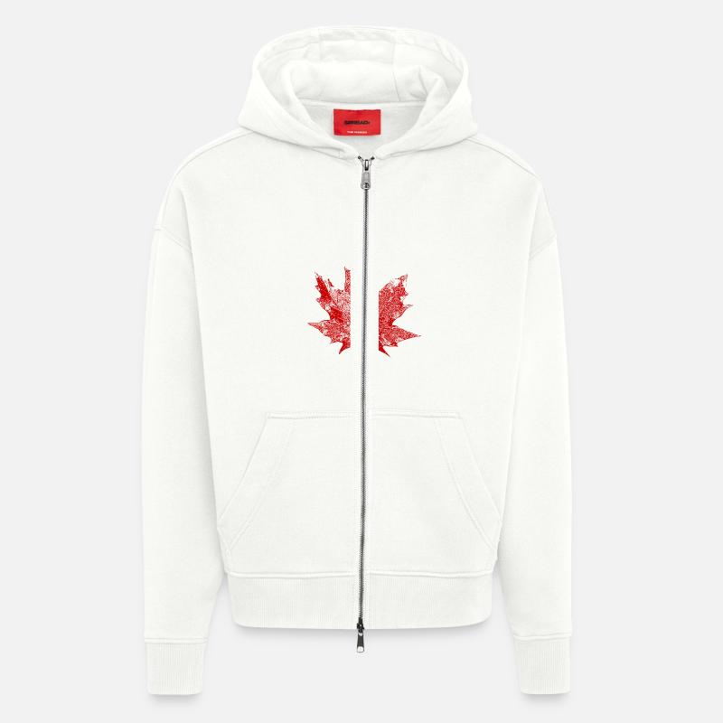 Maple leaf - Zip Hoodie - made by SPREAD - OFF WHITE