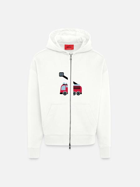 Fire engine - Zip Hoodie - made by SPREAD - OFF WHITE