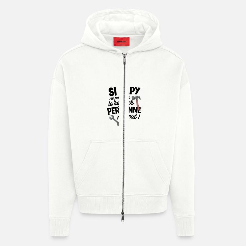 cadeau papy papi bricoleur - Veste à capuche bio épaisse oversize fabriqué en UE - OFF WHITE