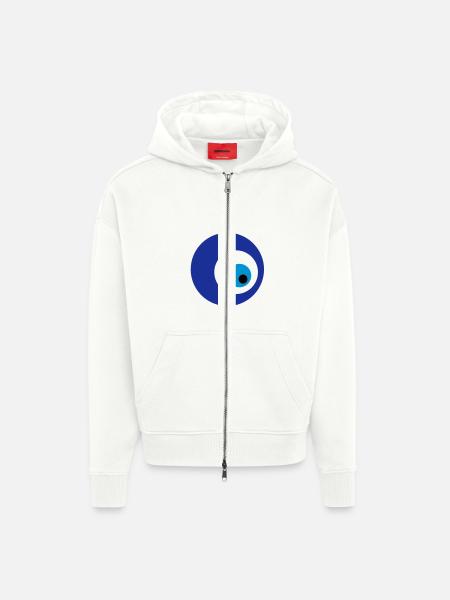 mavi boncuk - Zip Hoodie - made by SPREAD - OFF WHITE