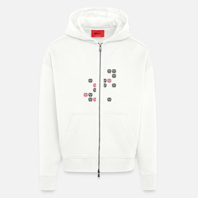 Pixel Skull Gaming Screen - Zip Hoodie - made by SPREAD - OFF WHITE