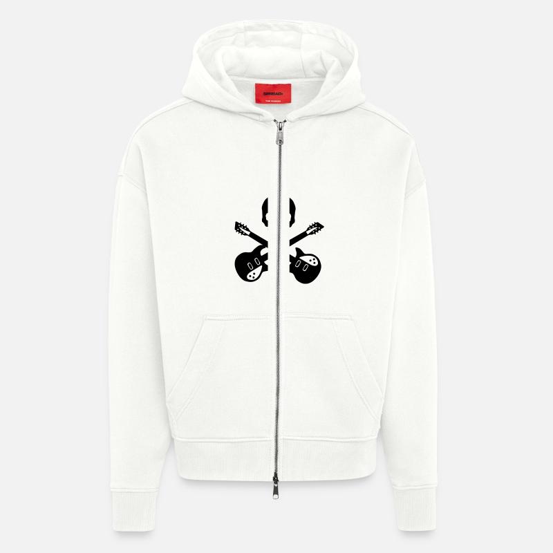 Skull Guitar - Veste à capuche bio épaisse oversize fabriqué en UE - OFF WHITE