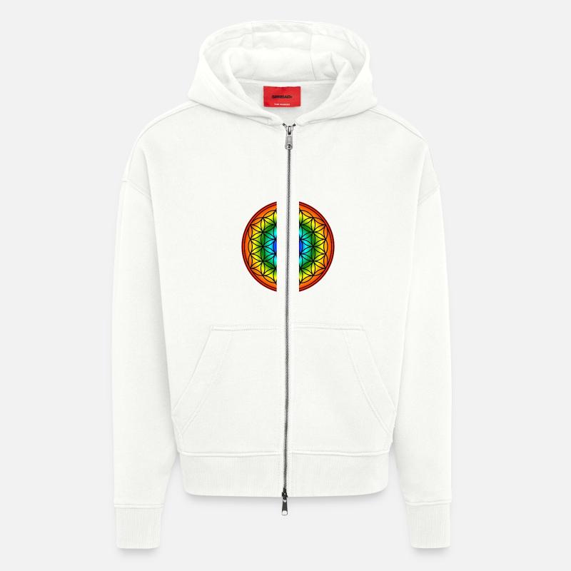 Blume des Lebens - Regenbogen - Zip Hoodie - made by SPREAD - OFF WHITE