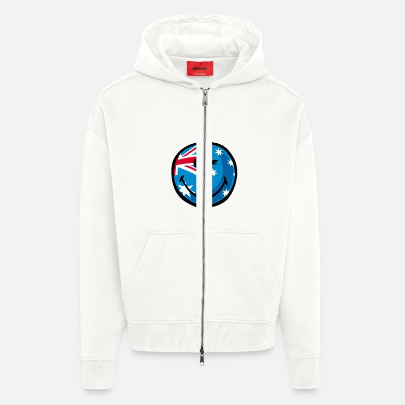 Smiley Flag Australia - Veste à capuche bio épaisse oversize fabriqué en UE - OFF WHITE