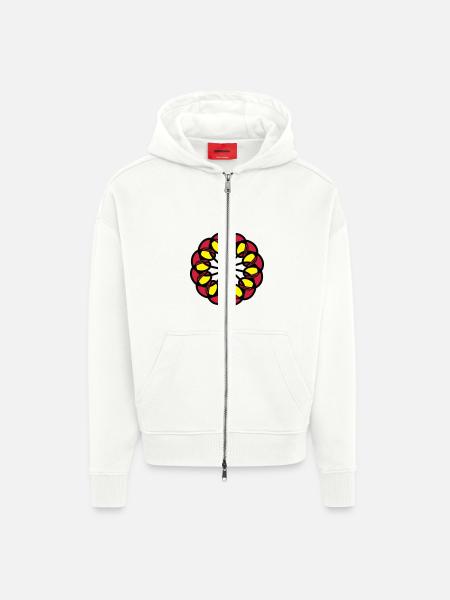 mandala - Veste à capuche bio épaisse oversize fabriqué en UE - OFF WHITE