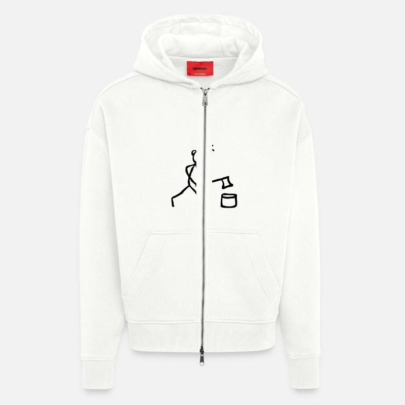 Strichmännchen Holz hacken - Zip Hoodie - made by SPREAD - OFF WHITE