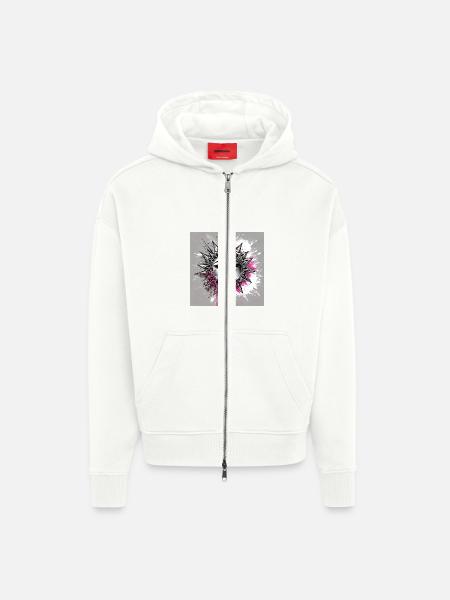 PURPURE NEWS - Zip Hoodie - made by SPREAD - OFF WHITE