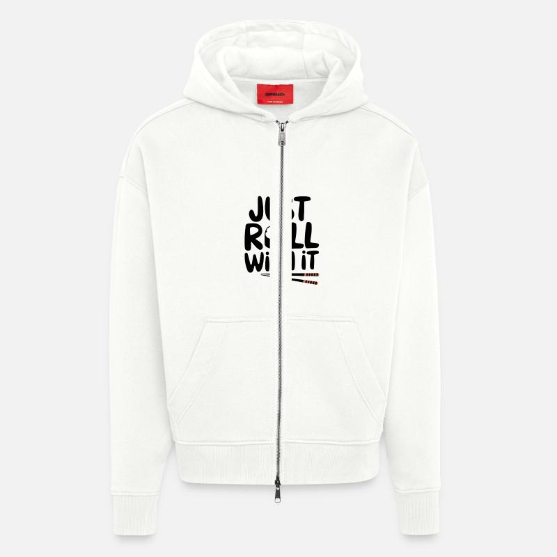 Il suffit de rouler avec - Veste à capuche bio épaisse oversize fabriqué en UE - OFF WHITE