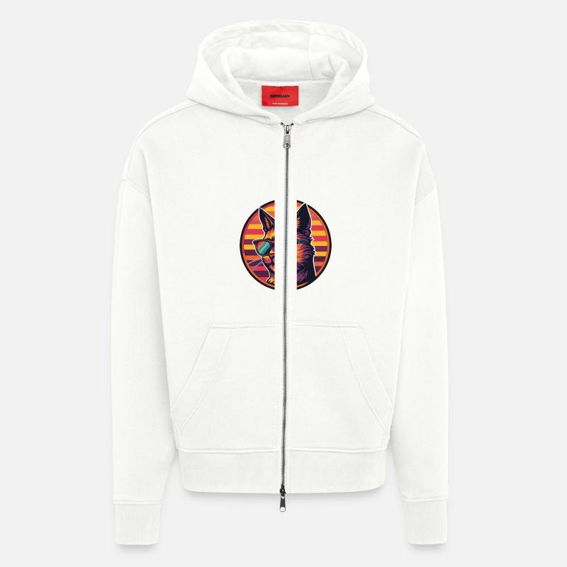 Cat Comic Cool Summer - Zip Hoodie - made by SPREAD - OFF WHITE