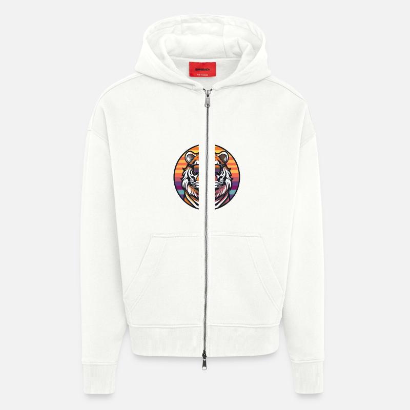 Tiger Comic Cool Summer - Zip Hoodie - made by SPREAD - OFF WHITE