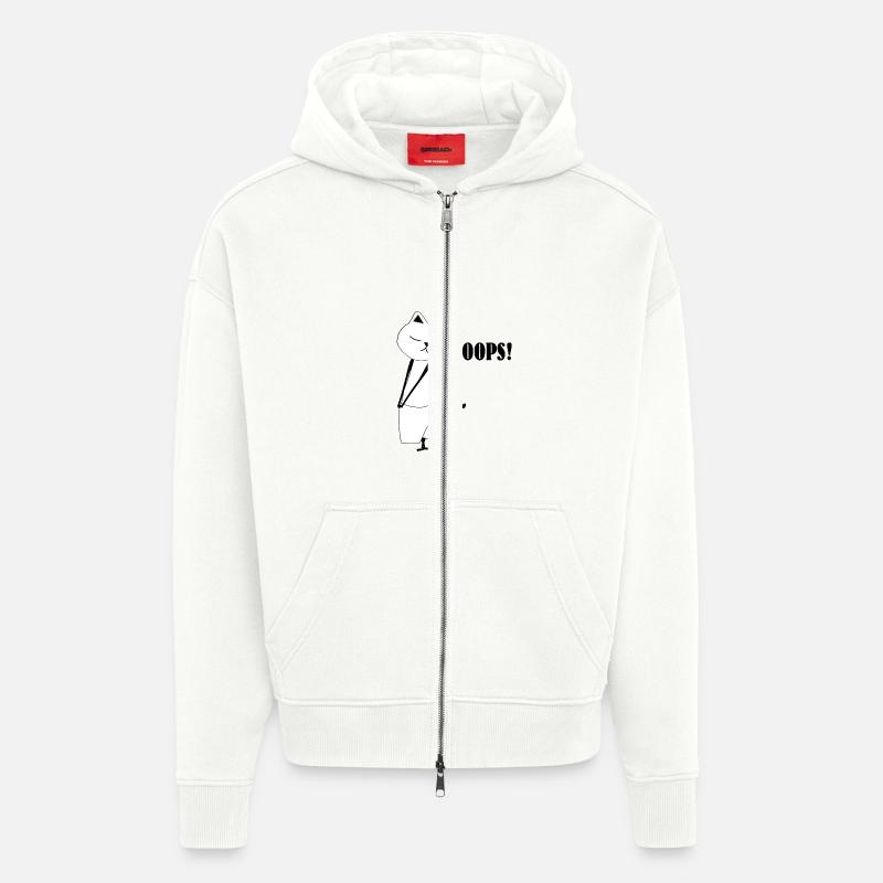 Nekochan Antonio Oops - Veste à capuche bio épaisse oversize fabriqué en UE - OFF WHITE