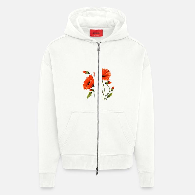 Flowers - Zip Hoodie - made by SPREAD - OFF WHITE