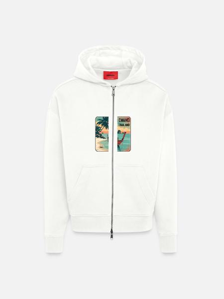 Koh Chang - Zip Hoodie - made by SPREAD - OFF WHITE