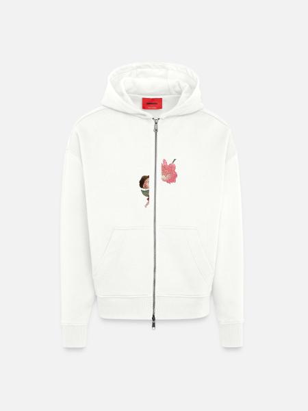 Magical fairy with peony - Zip Hoodie - made by SPREAD - OFF WHITE