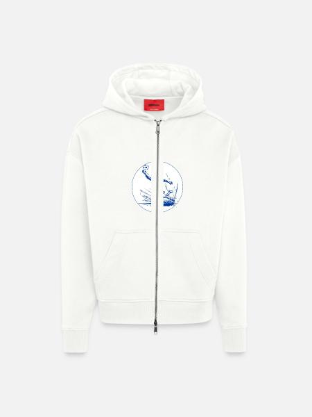 Goalkeeper (blue and white) - Zip Hoodie - made by SPREAD - OFF WHITE