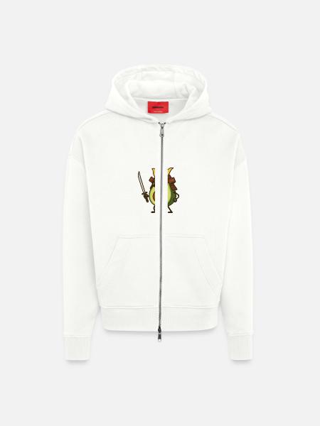 Avocado Samurai - Zip Hoodie - made by SPREAD - OFF WHITE