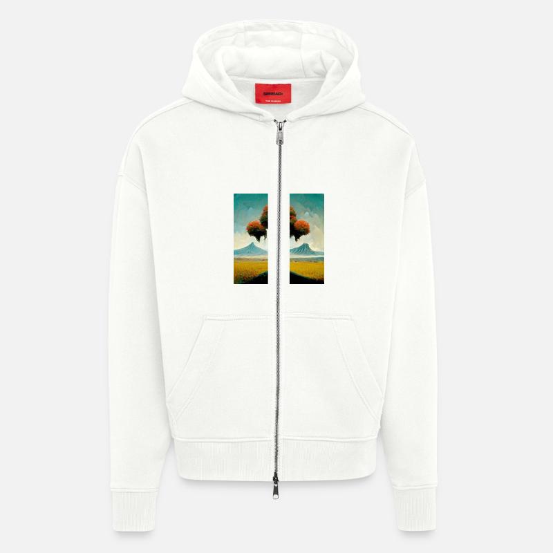 Surrreal Landschaft Baum Einsamkeit Berge - Zip Hoodie - made by SPREAD - OFF WHITE