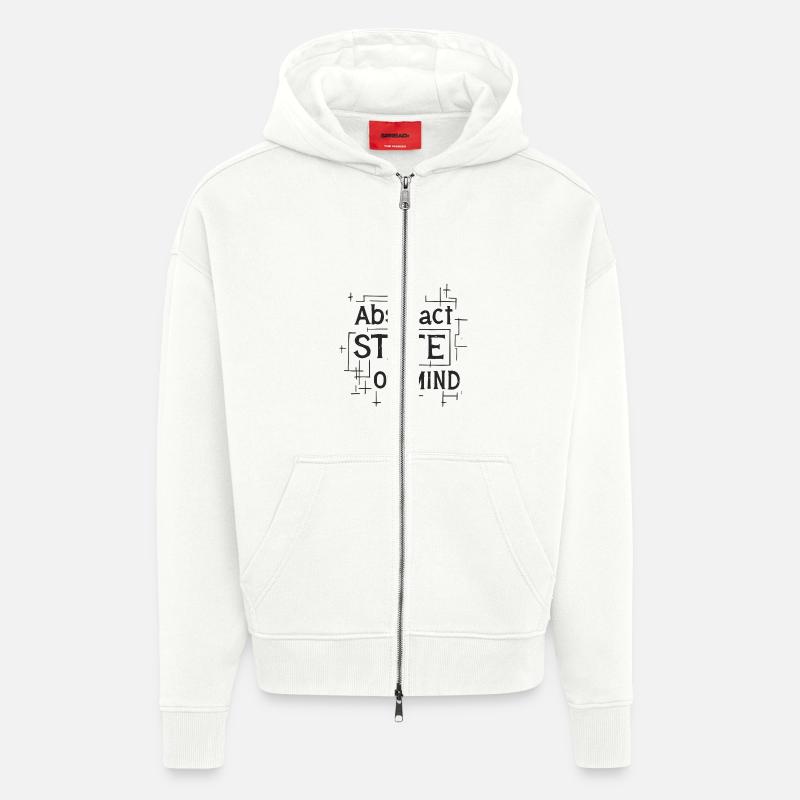 Citation sur l’état d’ abstrait - Veste à capuche bio épaisse oversize fabriqué en UE - OFF WHITE