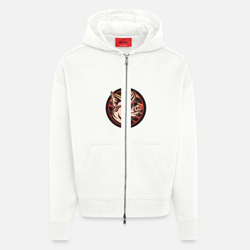 Schwein Comic Cool - Zip Hoodie - made by SPREAD - OFF WHITE