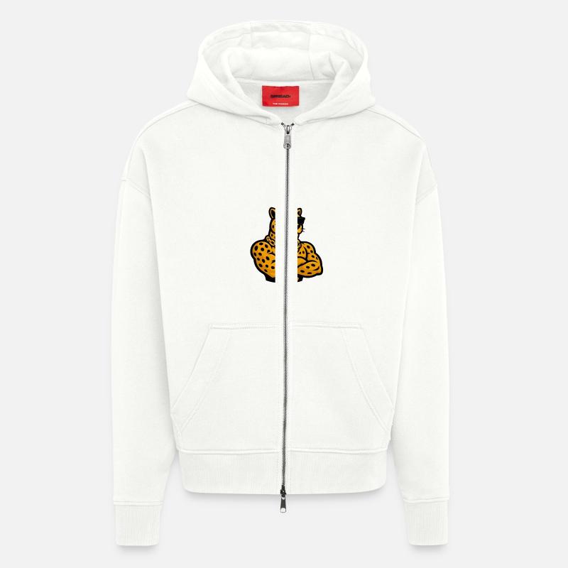 Bande dessinée Guépard léopard - Veste à capuche bio épaisse oversize fabriqué en UE - OFF WHITE