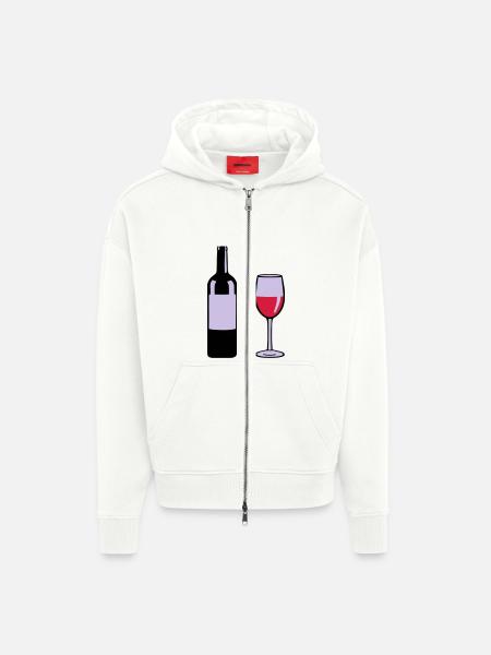 Wine Bottle - Zip Hoodie - made by SPREAD - OFF WHITE
