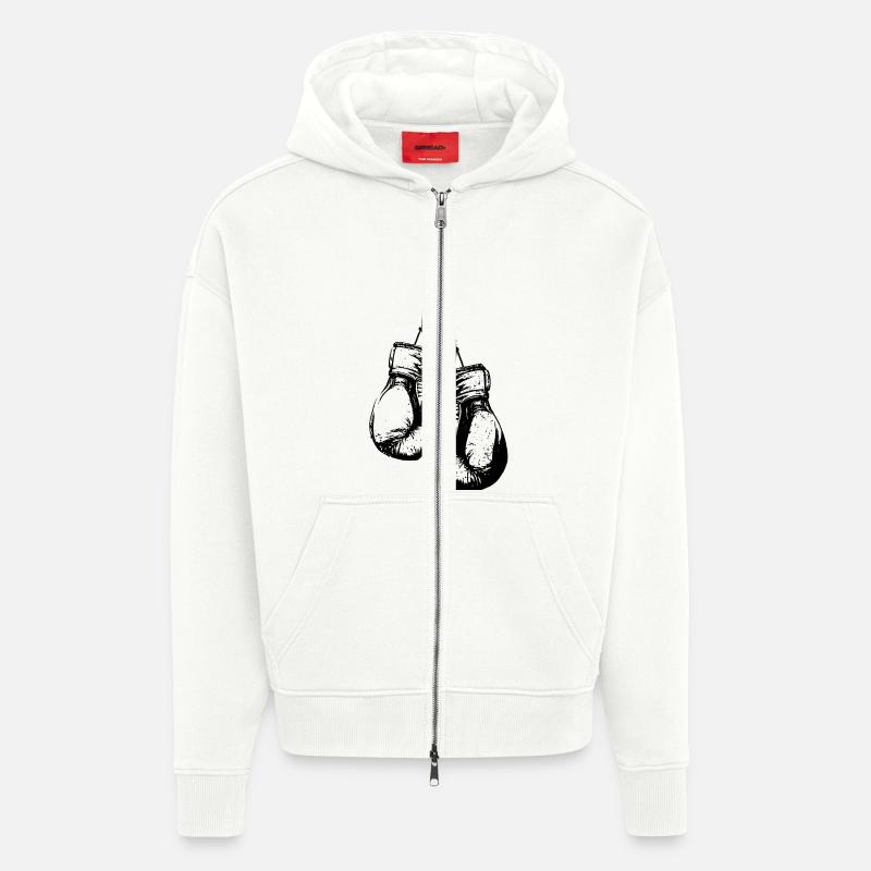 Gants de boxe suspendus noir - Veste à capuche bio épaisse oversize fabriqué en UE - OFF WHITE