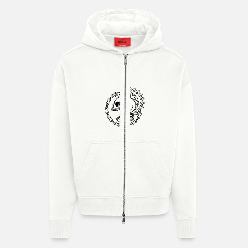 Skull Chain Punk - Black - Zip Hoodie - made by SPREAD - OFF WHITE