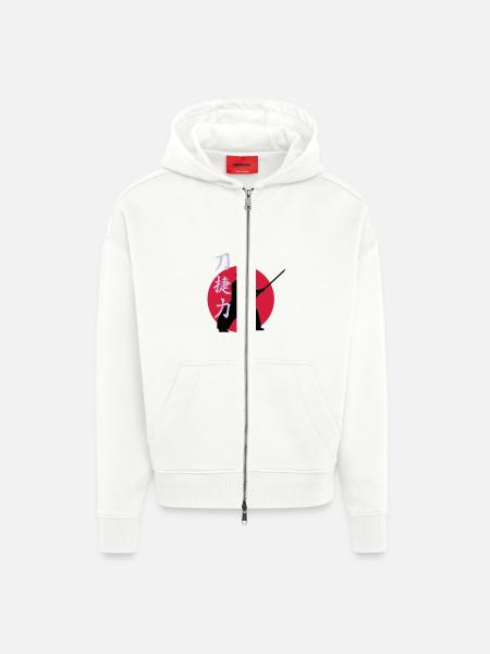 samurai_strength_victory_sword_3c - Zip Hoodie - made by SPREAD - OFF WHITE