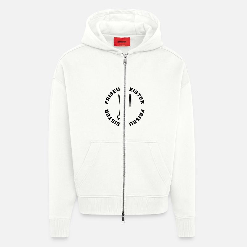 Coiffeurs - peigne et ciseaux - Veste à capuche bio épaisse oversize fabriqué en UE - OFF WHITE