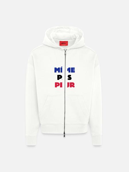 Même pas Peur - Veste à capuche bio épaisse oversize fabriqué en UE - OFF WHITE