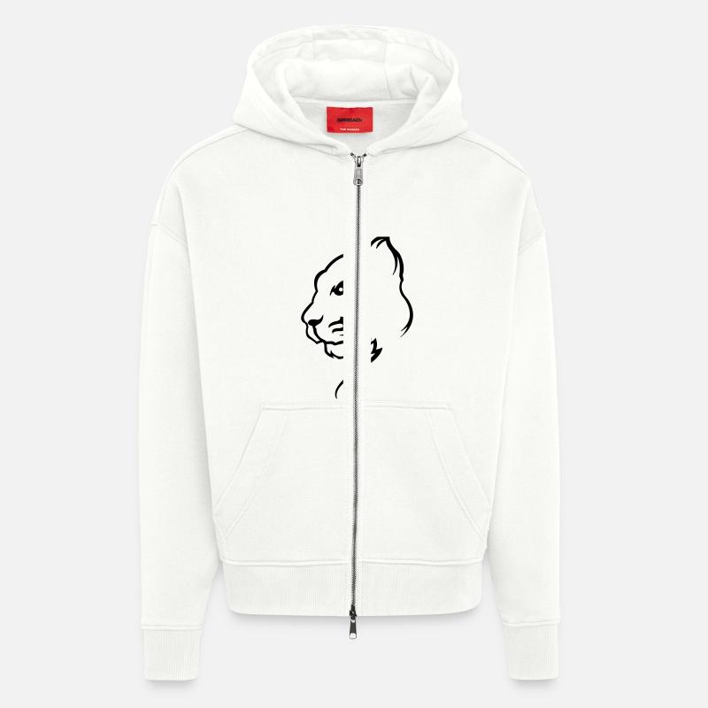 panther_01 - Veste à capuche bio épaisse oversize fabriqué en UE - OFF WHITE