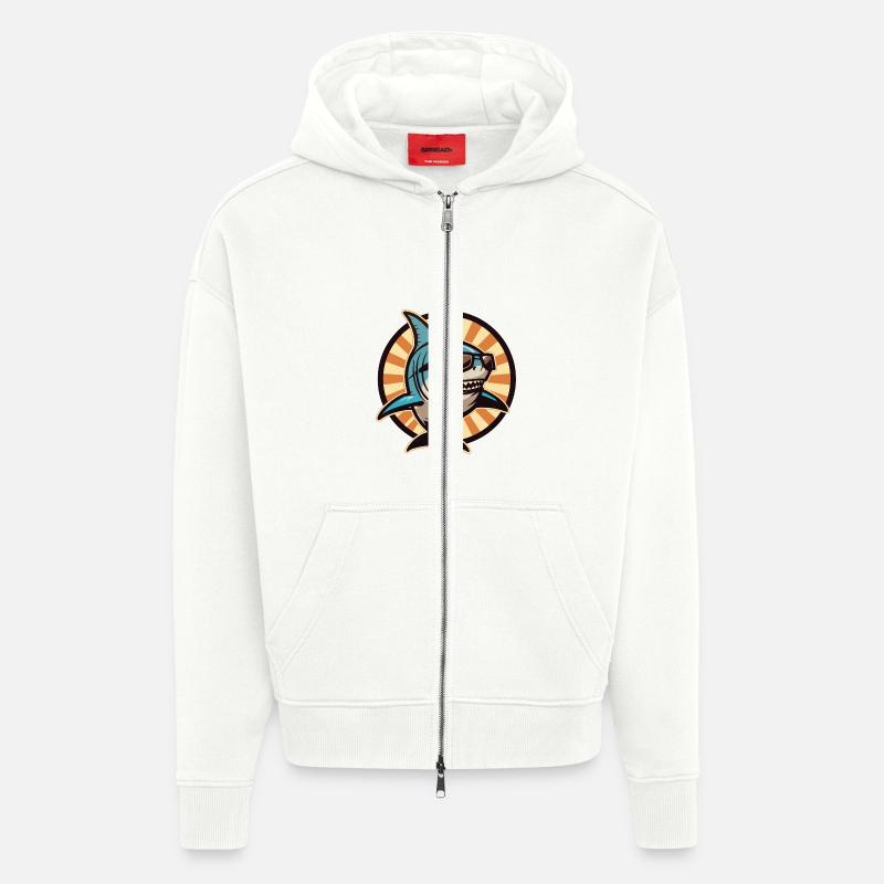 Requin Bande Dessinée Cool Été - Veste à capuche bio épaisse oversize fabriqué en UE - OFF WHITE