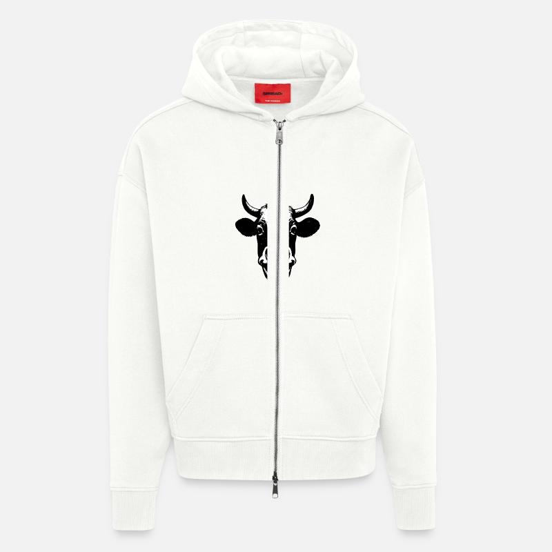 Grinning Cow - Zip Hoodie - made by SPREAD - OFF WHITE