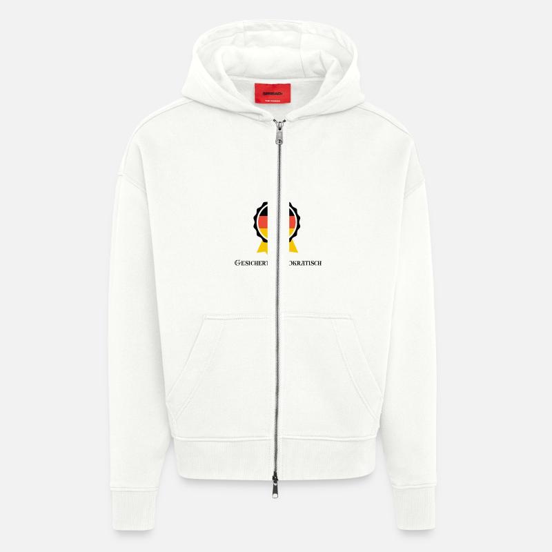Démocrate assuré | Idée cadeau | Allemagne - Veste à capuche bio épaisse oversize fabriqué en UE - OFF WHITE
